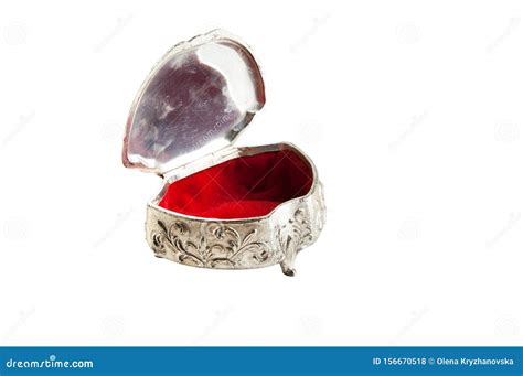 Vintage Jewelry Box Isolated on White Stock Photo - Image of metal, empty: 156670518