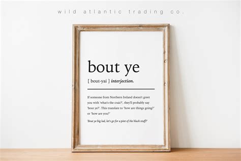 Printable Bout Ye Definition Print Norn Iron / Irish Slang - Etsy