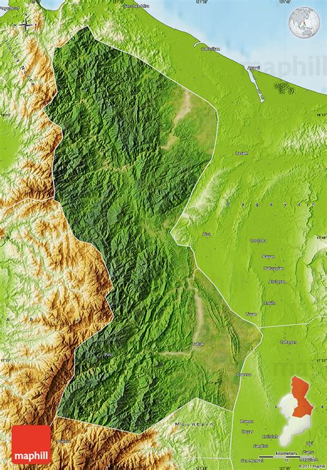 Satellite Map of Kalinga-Apayao, physical outside