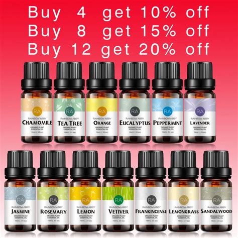 10ml Pure Essential Oils For Aromatherapy Diffusers Essential Oils Organic Body Relieve Stress ...