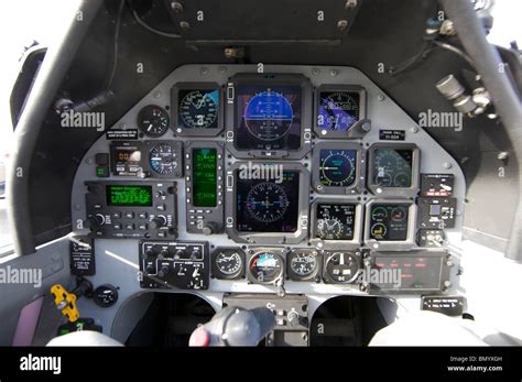 The interior cockpit of an Iraqi Air Force T-6 Texan trainer aircraft ...