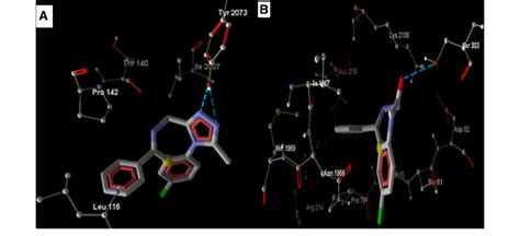 3D scheme representation of interactions between alprazolam (a) and ...