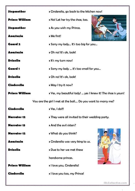 Cinderella - English ESL Worksheets | Short drama script, Good vocabulary words, Play scripts ...