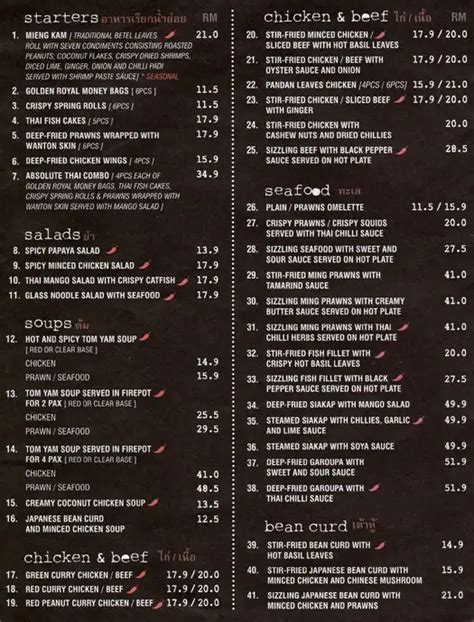 Absolute Thai Menu, Menu for Absolute Thai, Damansara Jaya, Selangor - Zomato Malaysia