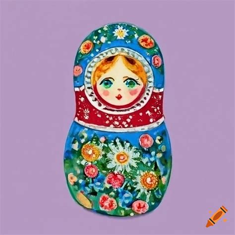 Watercolor christmas card with russian folk art