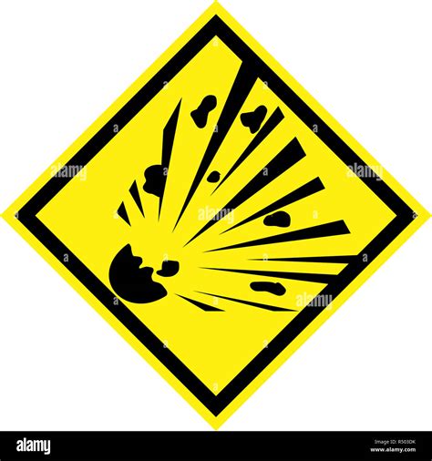 Yellow hazard sign with explosive substances symbol Stock Photo - Alamy