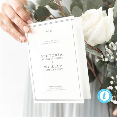 Wedding Program Booklet Wedding Ceremony Program Template - Etsy