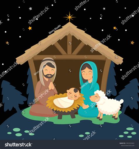 Birth Jesus Illustration Christmas Stock Vector (Royalty Free) 1853525422 | Shutterstock