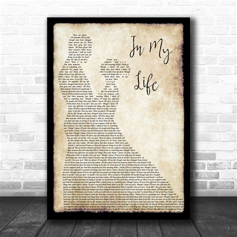 In My Life The Beatles Song Lyric Heart Music Wall Art Print - Song Lyric Designs