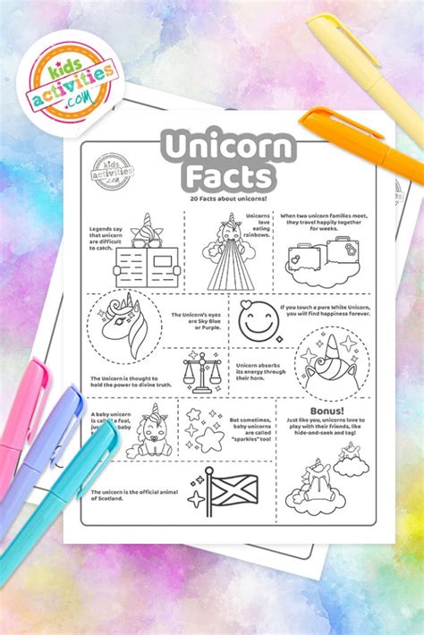 20 Awesome Unicorn Facts For Kids Coloring Pages