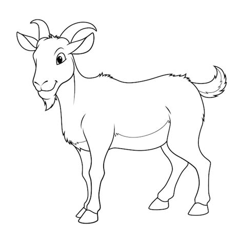 Premium Vector | Goat cartoon animal illustration bw