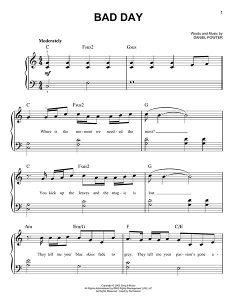 Bad Day | Sheet Music Direct