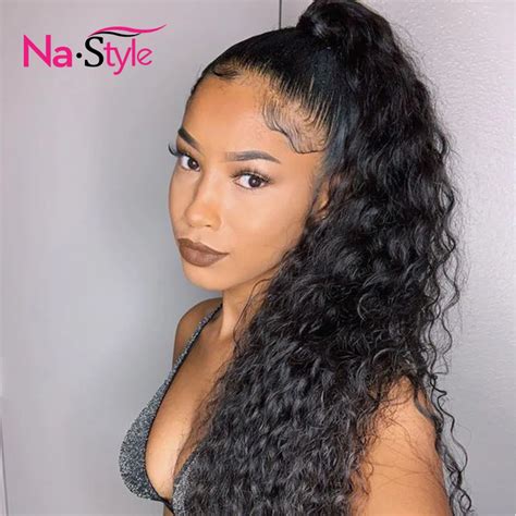 Kinky Curly Ponytail 360 Lace Wig 360 Lace Frontal Wig Pre Plucked With ...