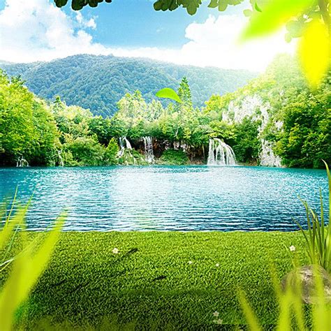 Free Lake, Waterfall, Lawn Background Images, Outdoor Background Photo Background PNG and ...