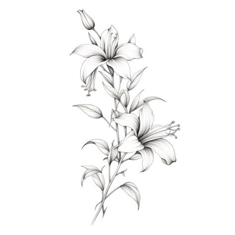 Premium AI Image | Minimalist Black And White Lily Tattoo On White Background