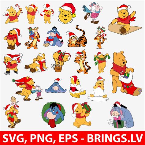 Winnie the Pooh Santa SVG, Winnie the Pooh Christmas SVG