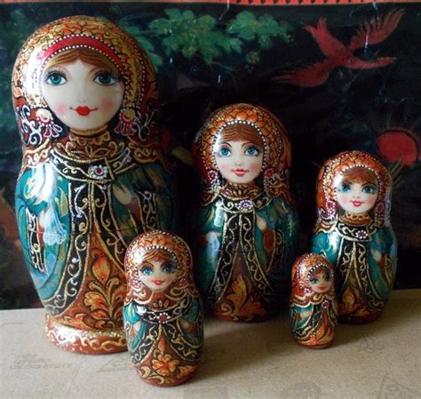 Author's nesting dolls matryoshka with painting in russian