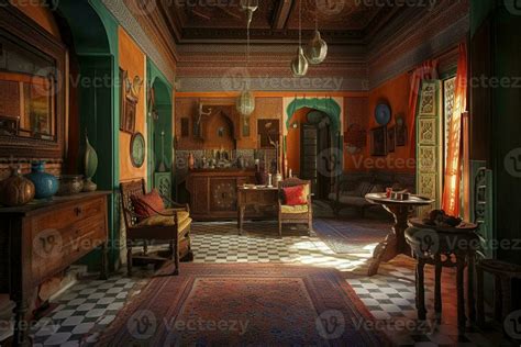 Interior of the colorful Moroccan riad, created with 23825152 Stock ...