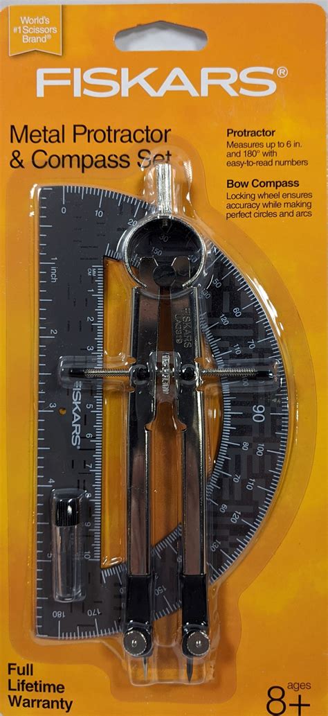 Fiskars Metal Protractor & Compass Set - Black - Walmart.com