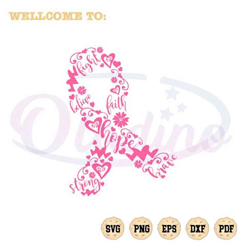 Pink Ribbon Breast Cancer Awareness Month SVG Files For Cricut