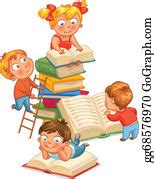 Vector Illustration - Kids reading books. EPS Clipart gg64710664 - GoGraph