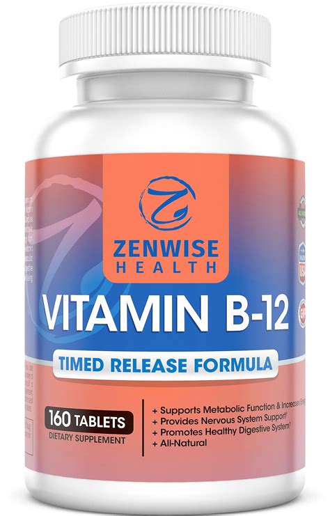 Vitamin B12 - 1000 MCG Supplement - Natural Energy Booster - Benefits Heart, Digestive and Brain ...