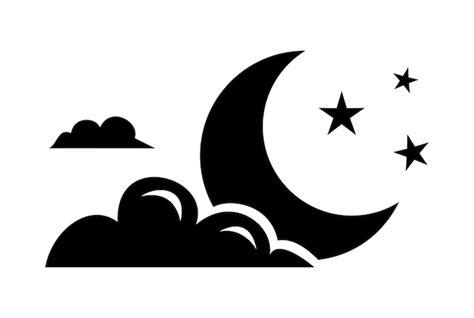 Premium Vector | Moon with clouds and stars illustration halloween sticker cartoon illustration