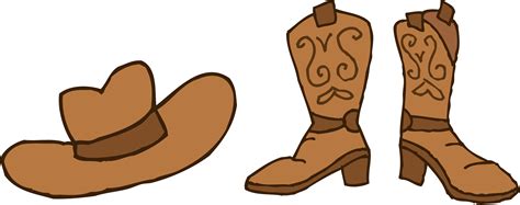 Cowboy Hat and Boots Clipart - Free Clip Art