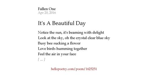 It's A Beautiful Day by Isabelle - Hello Poetry