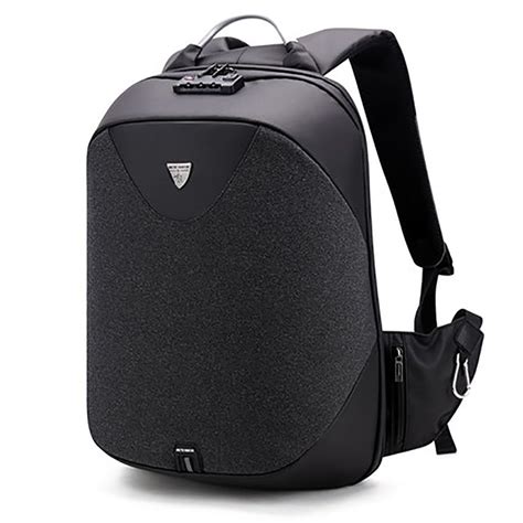 Business laptop backpack, thin with anti-theft lock security computer bag, eco-travel storage ...