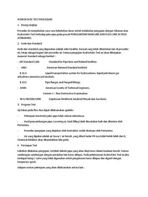 Hydrostatic Test Procedure