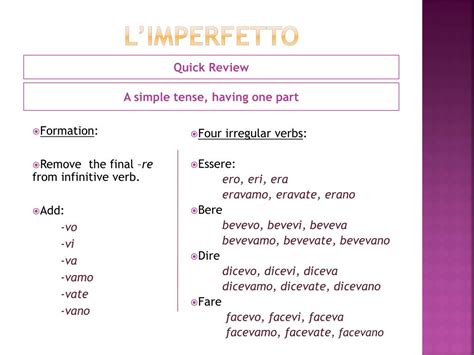 PPT - The passato prossimo vs. the imperfetto PowerPoint Presentation ...