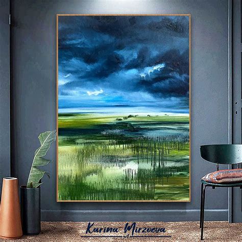 Stormy Sky Painting Clouds Painting Original Landscape | Etsy