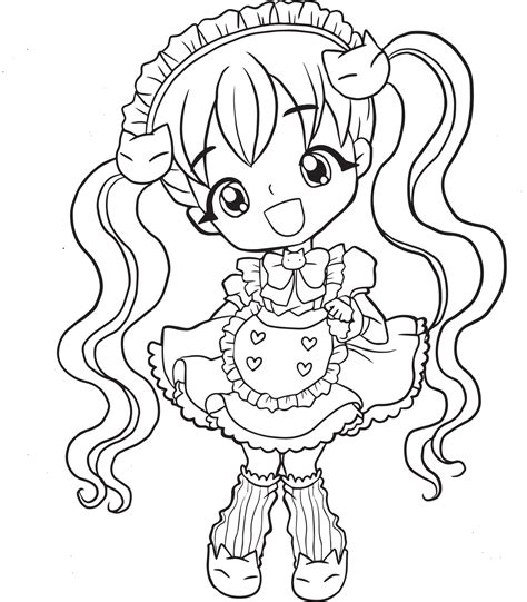 drawing cartoon cute coloring page line art, outline anime manga kawaii kids 6226078 Vector Art ...