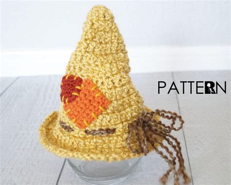 Scarecrow Crochet Pattern Witch Hat Crochet Pattern Scarecrow Hat First Halloween Witch Hat ...