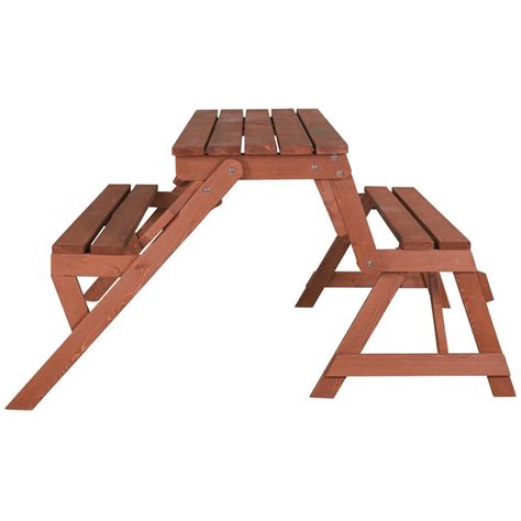 Leisure Season Wood Convertible Picnic Table & Garden Bench in Medium Brown | Cymax Business