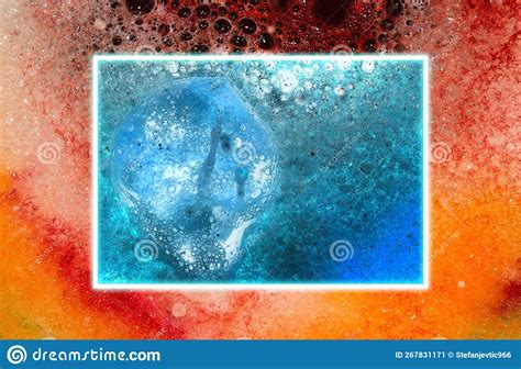 Liquid with Colorful Foam and Frame As Copy Space, Creative Abstract Art Background Stock Image ...