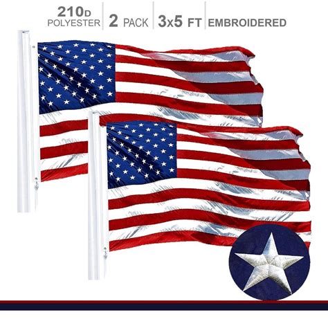 2-PACK | G128 – 2-pk American Flag | 3x5 feet | Embroidered 210D ...