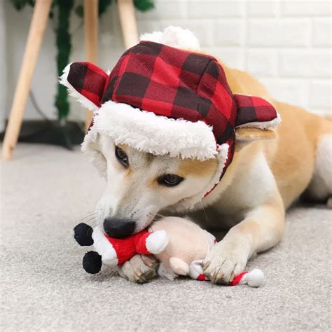 Lovely Dog Hat Winter Warm Knitted Plaid Caps Scarf 2pcs/set Pet Puppy ...