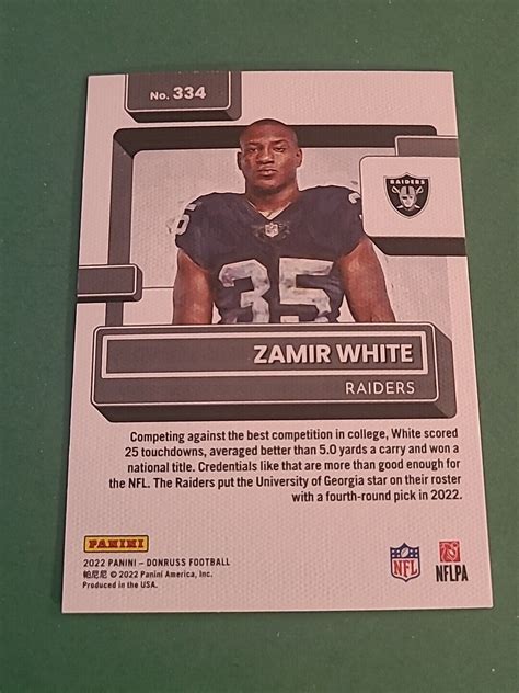 2022 Zamir White Donruss Canvas Rated Rookie #334 Las Vegas Raiders | eBay