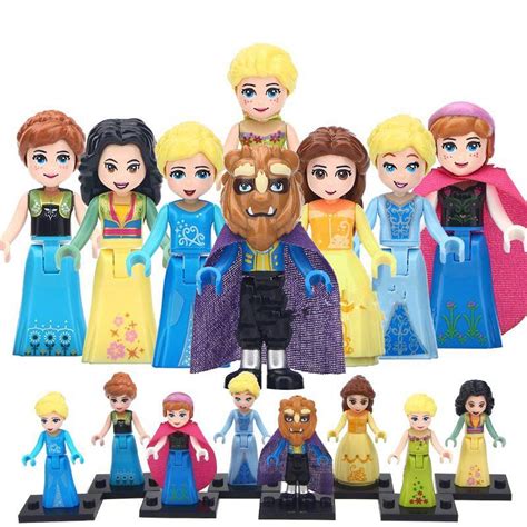 8pcs Beast Princes Anna Cinderella Princess Lego Minifigure Toy