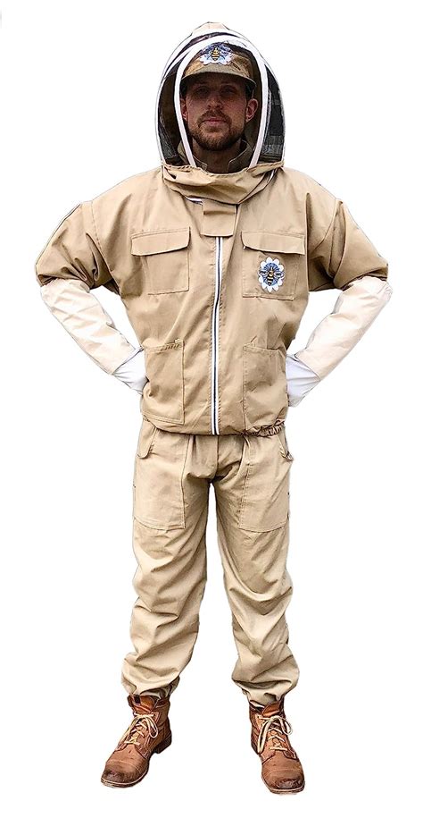 Amazon.com: Honey Bee Safe Tan Beekeeper Suit 100% Cotton Khaki ...