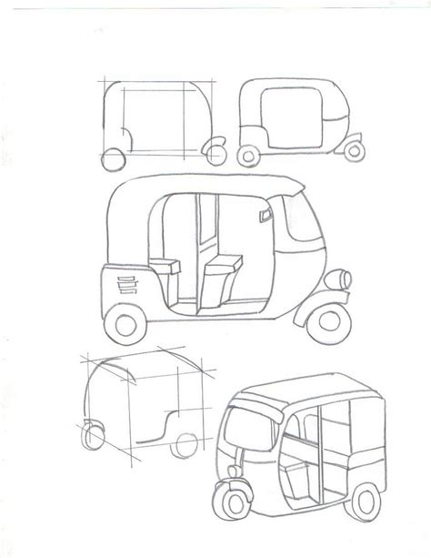 Auto Rickshaw Sketch at PaintingValley.com | Explore collection of Auto ...