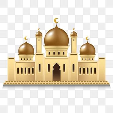 3d Mosque With Gold Color Transparent Background, Mosque, Gold Mosque, 3d PNG and Vector with ...