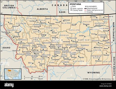 Political map of Montana Stock Photo - Alamy