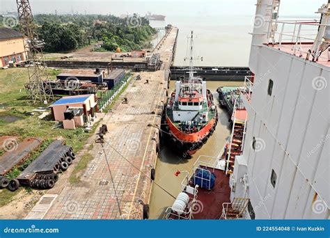 Views of the Port Entrance Lock, Pier and Terminal of the Port of Haldia, India. October, 2020 ...