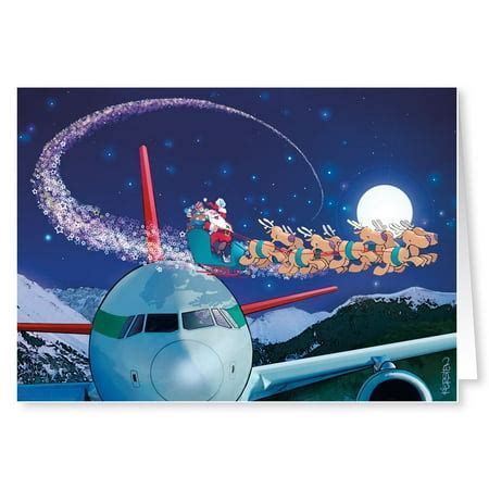 Airplane Christmas Journey - Funny Christmas Holiday Cards - 18 Cards and 19 Envelopes - Walmart.com