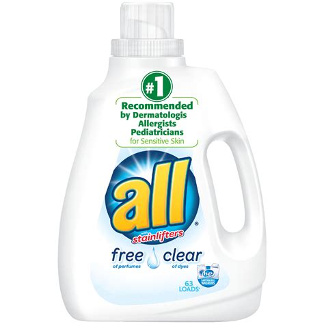 all Liquid Laundry Detergent, Free Clear for Sensitive Skin, 94.5 Fluid Ounces, 63 Loads ...