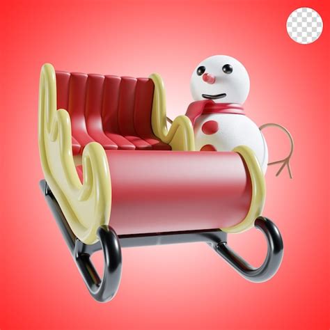 Premium PSD | Christmas carriage with snowman