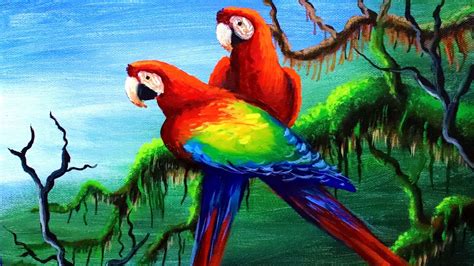 Acrylic painting of beautiful birds| birds painting with acrylic color ...